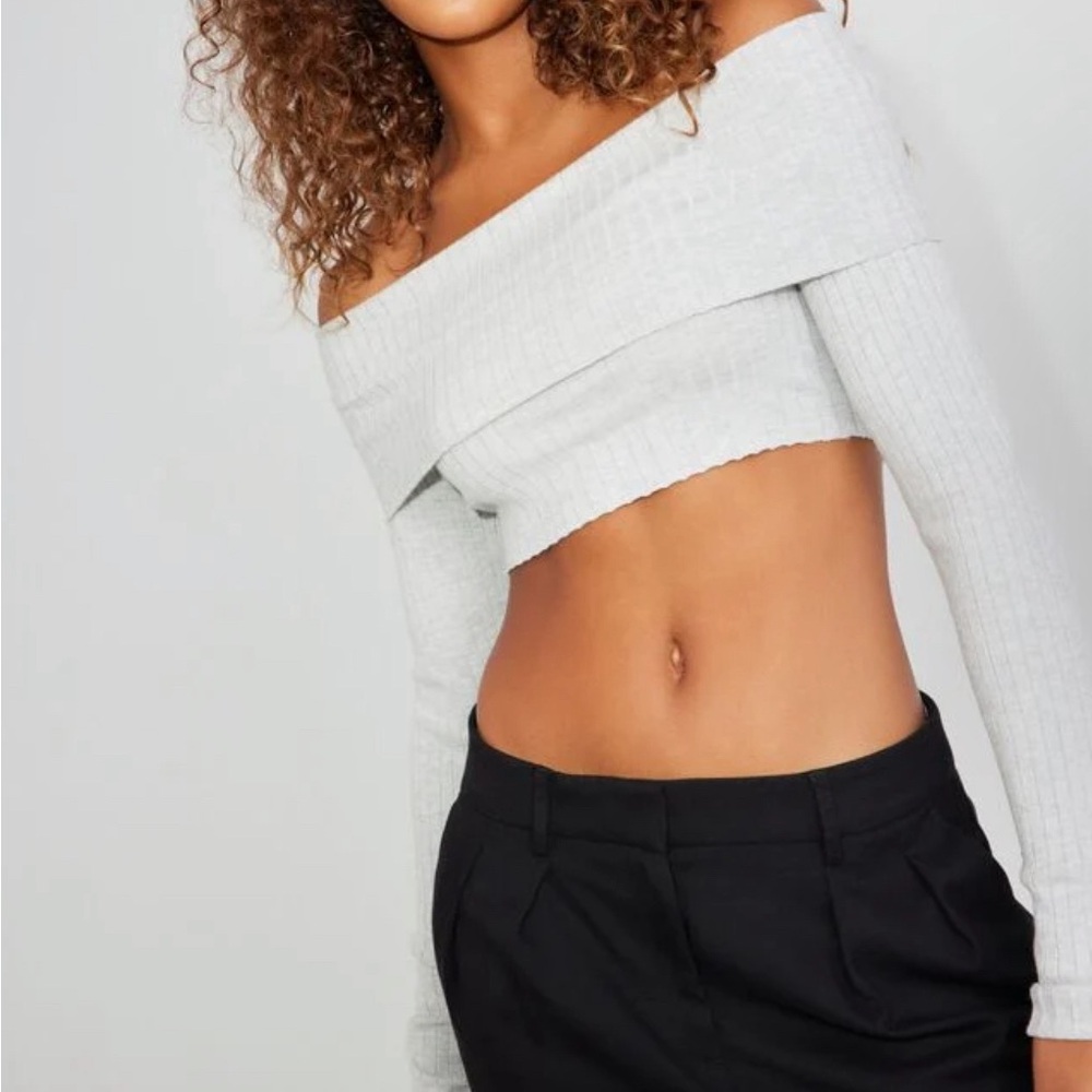 Garage Grey off the shoulder crop top